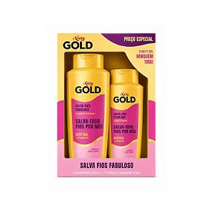 Kit Niely Gold Shampoo 275ML + Condicionador 175ML Salva Fios Fabuloso