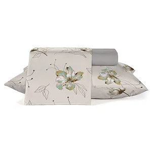 Jogo de Cama Solteiro Pérola Floral Ternura 150 Fios Teka