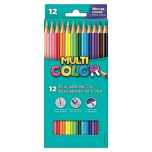LÁPIS DE COR MULTICOLOR COM 12 UNIDADES