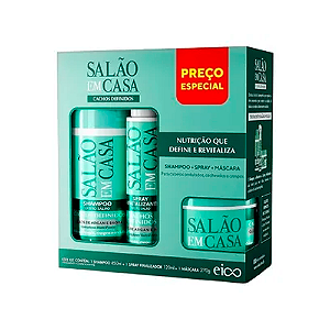 Kit Eico Shampoo + Spray + Máscara Salão em Casa Cachos Definidos