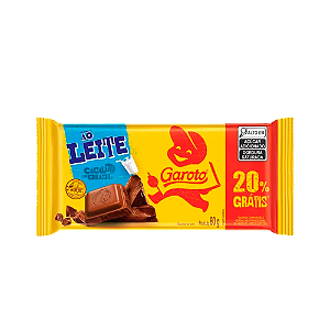 Barra De Chocolate Garoto Ao Leite 80G 20%Grátis