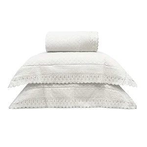 Kit Colcha Queen Appel Bordare Premium Branca