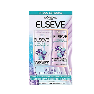 Kit Elseve Shampoo 375ml + Condicionador 170ml Pure Hialurônico