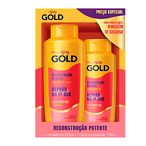 Kit Niely Gold Shampoo 275ML + Condicionador 175ML Reconstrução Potente