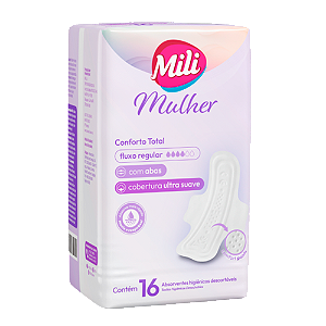 Absorvente Mili Mulher 16 Unidades Com Abas Conforto Total