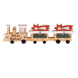 Enfeite Natal Zein Trem Madeira Com Luz 25X7CM