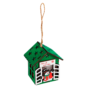 Enfeite Natal Zein Casa Em Madeira Com Luz 8CM