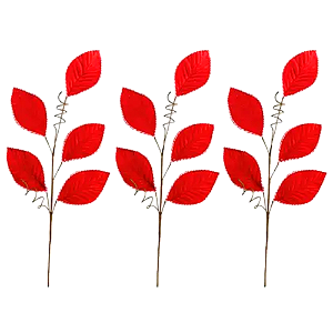 Galho Yangzi 5 Folhas Veludo Vermelho