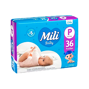 Fralda Descartável Mili Jumbo Seca P Com 36