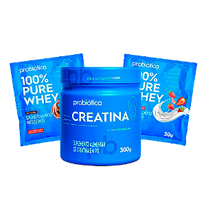 Creatina Probiótica 300G Pura + 2 Sachê Whey