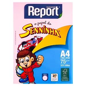 Papel Sulfite Report Senninha A4 Com 100 Folhas Rosa 75G