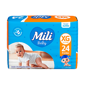 Fralda Descartável Mili Jumbo Tamanho XG Seca Com 24