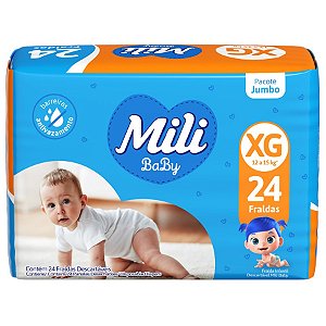 Fralda Descartável Mili Jumbo Tamanho XG Seca Com 24