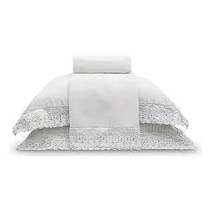 Jogo De Cama Queen Appel Bordare Rendas Branco