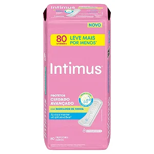 Protetor Diário Intimus Com Abas Indicador De Troca Com 80 Unidades