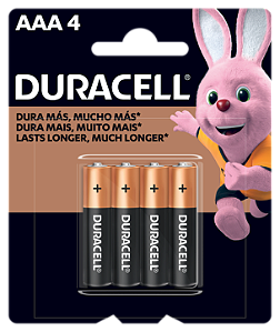 Pilha Duracell AAA MN2400B4 Com 4 Alcalina