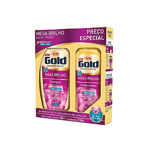 Kit Shampoo Niely Gold Mega Brilho 300ml e Condicionador 200ml