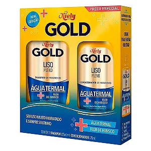 Kit Shampoo Niely Gold Liso Pleno 275ml e Condicionador 175ml