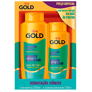 Kit Niely Gold Hidratação Icônica Shampoo 275ml e Condicionador 175ml