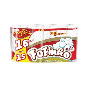 Papel Higiênico Fofinho Folha Dupla Neutro c/16 rolos 30m