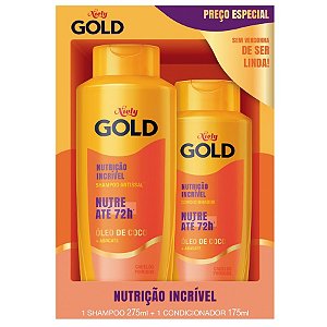Kit Niely Gold Shampoo 275ML + Condicionador 175ML Nutrição Incrível