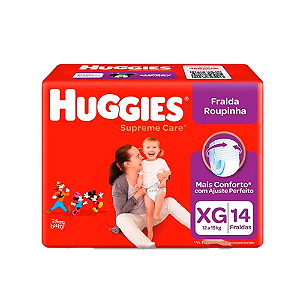 Fralda Descartável Huggies Turma da Mônica Supreme Care Roupinha Jumbo XG C/14