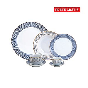 Aparelho De Jantar Rojemac C/42 Peças Wolff Porcelana Geométrico