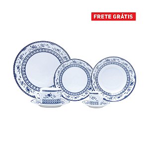 Aparelho de Jantar Rojemac C/42 Peças BonGourmet Porcelana Regina Azul