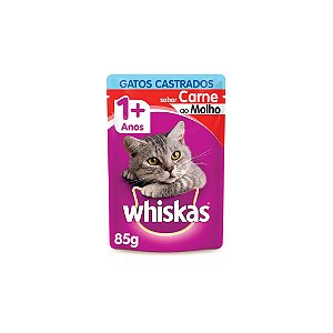 Ração Whiskas Sachê 1+ Anos Carne ao Molho 85g