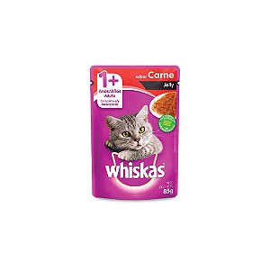 Ração Whiskas Sachê 1+ Anos Sabor Carne Jelly 85g