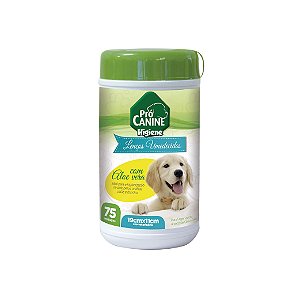 Lenços Umedecidos Pró Canine Filhotes Aloe Vera C/75 Unidades 19cmx11cm