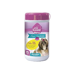 Lenços Umedecidos Pró Canine Fêmea Aloe Vera C/75 Unidades 19cmx11cm