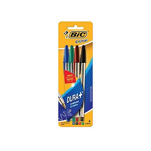 Caneta Bic Cristal Azul/Vermelho/Preto/Verde