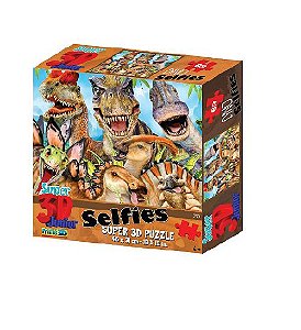 Quebra-Cabeça 3D Multikids Dino Selfies 100 Peças +4 Anos