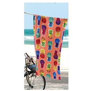 Toalha de Praia Dohler 76x152cm Abacaxi Aveludada