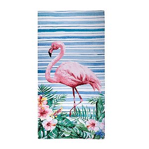 Toalha de Praia Santista 70x150cm Aveludada Flamingo