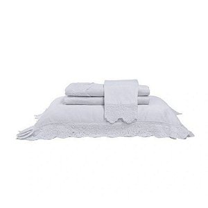 Jogo de Cama Buettner Casal C/4 Peças Renda Florence Branco