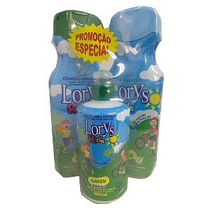 Kit Lorys Kids Green Shampoo + Condicionador + Creme para Pentear