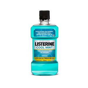 Antisséptico Bucal Listerine Cool Mint Hortelã Leve 500ml Pague 350ml