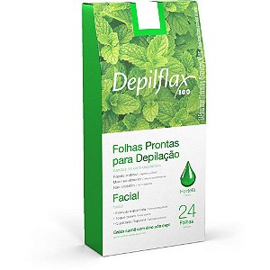 Folhas Prontas para Depilação Facial Depilflax Hortelã C/24 Unidades
