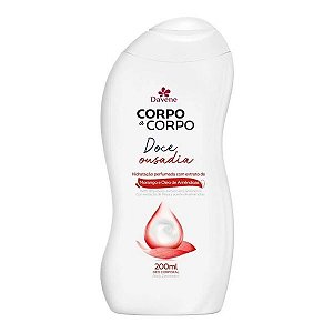 Hidratante Corporal Davene Corpo a Corpo Doce Ousadia Morango e Óleo de Amêndoas 200ml