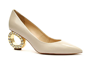 SCARPIN COURO OFF WHITE SALTO VAZADO CECCONELLO