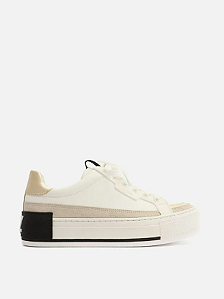 Tênis Branco Flatform Amarração Preto