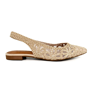 Slingback Manu Bordada Valentina Flats Creme