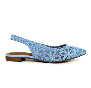Slingback Manu Bordada Valentina Flats Azul
