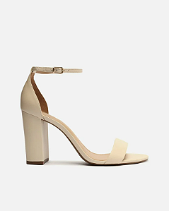 Sandália Off-White Couro Bloco Alto Isabelli