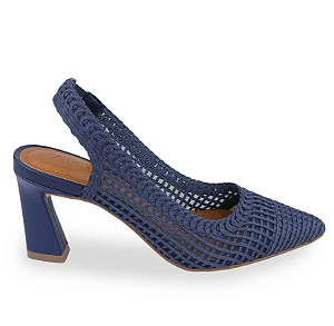 Scarpin Slingback Tramado Julie Bico Fino Salto Alto Valentina Flats Azul