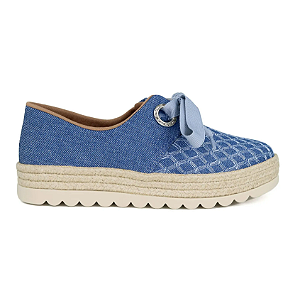 Tênis Espadrille Lis Bordado Valentina Flats Azul
