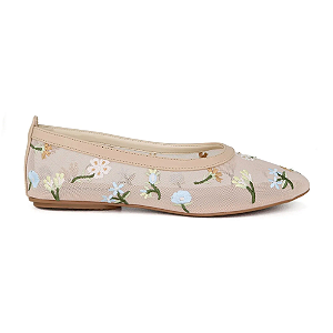 Sapatilha Bordada Valentina Flats Bege