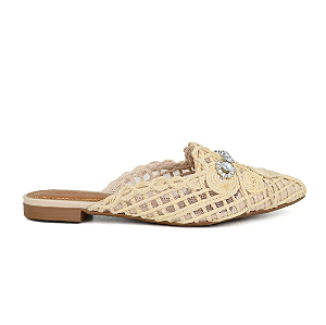 Mule Tramado Valentina Flats Bege
